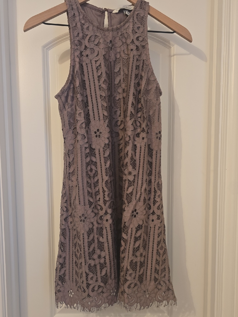 Lace Halter Romper in Taupe Purple